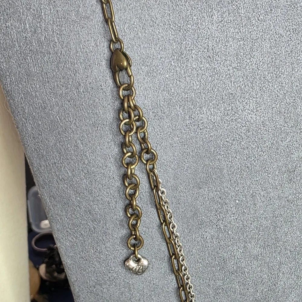 Brighton Long Station Necklace Multistrand Mixed Metal Heart Detail 772